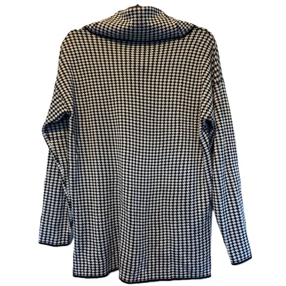 Houndstooth Cowlneck Calvin Klein Lite Sweater Sz M Work, Casual Relaxed Classic - Picture 2 of 4
